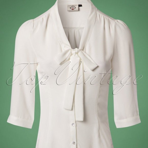 Sheer Heaven in this Pin-up, Bow-Tied Blouse by Banned Retro - Picture 1 of 2